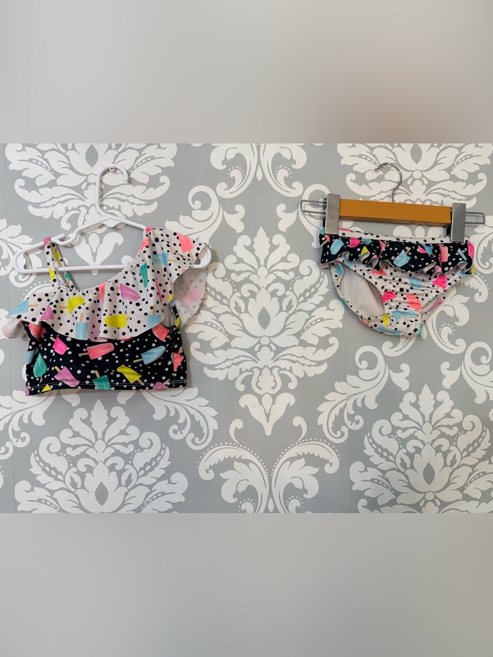 💫4/$25 • Penelope Mack Two-Piece Ruffle Swimsuit - Black with Multicolor Pops